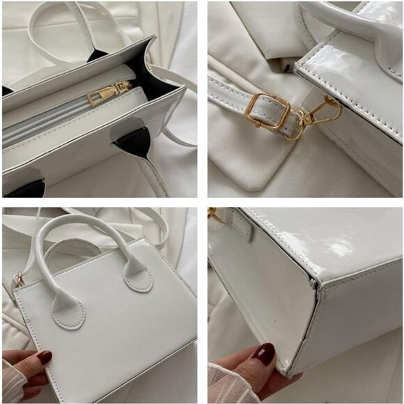 Patent Leather Handbag Mini Clutch Purse Evening Shoulder Bag for Women - Picture 3 of 6